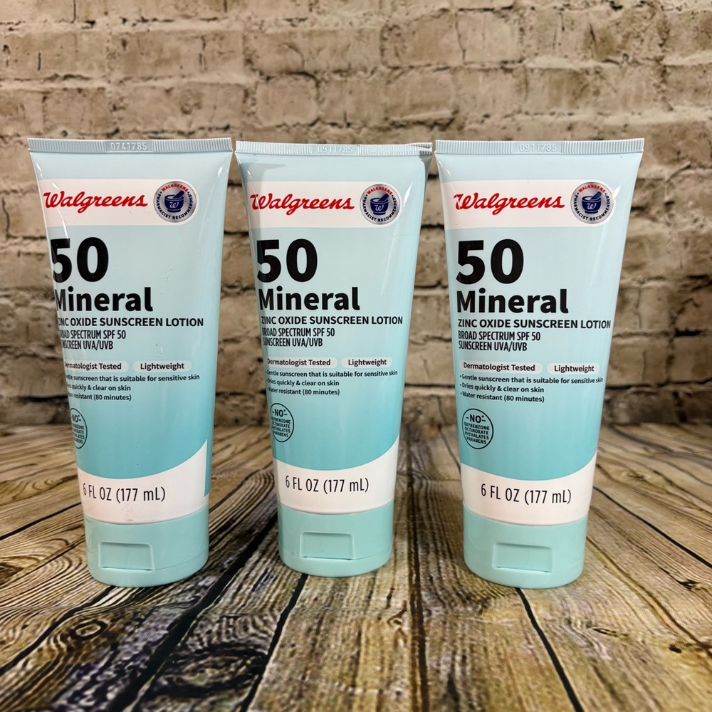 Walgreens 50 Mineral Zinc Oxide Sunscreen Lotion Lot of 3